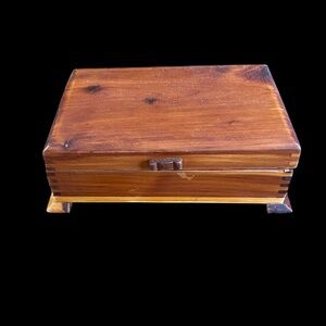 Antique 1940s Sweet Sixteen Cedar Jewelry Box Dovetailed